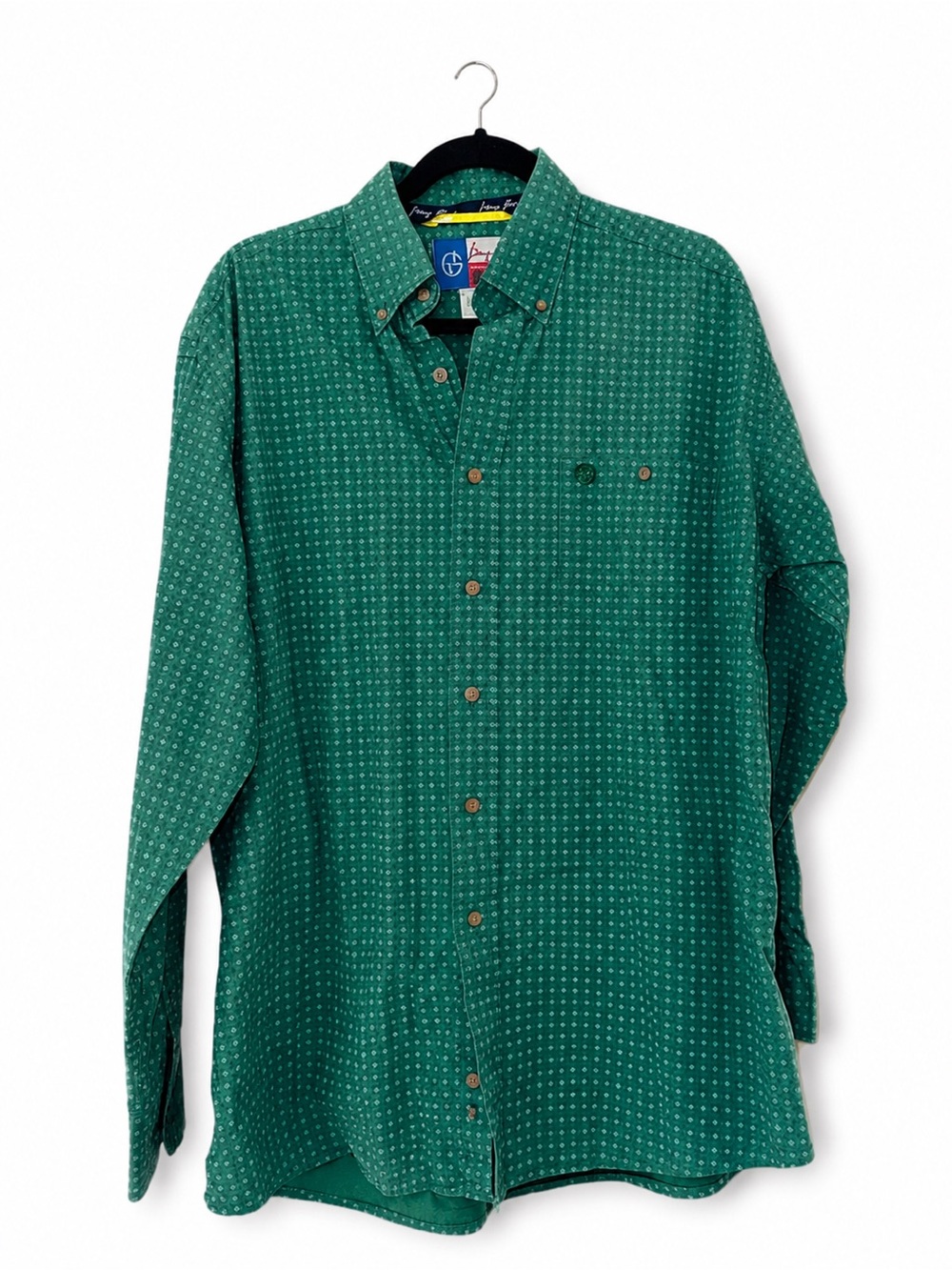 Wrangler George Strait Cowboy Cut Green Print Button Down Shirt Men’s Large